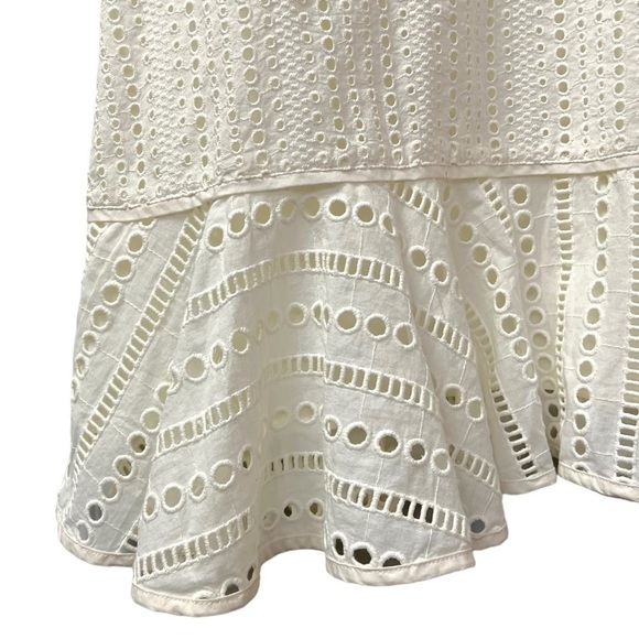 Banana Republic Eyelet Fit & Flare Dress Cream Size 4 Tall - Picture 10 of 14